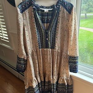 VERONICA BEARD BOHO FLORAL SILK MINI DRESS SIZE 4